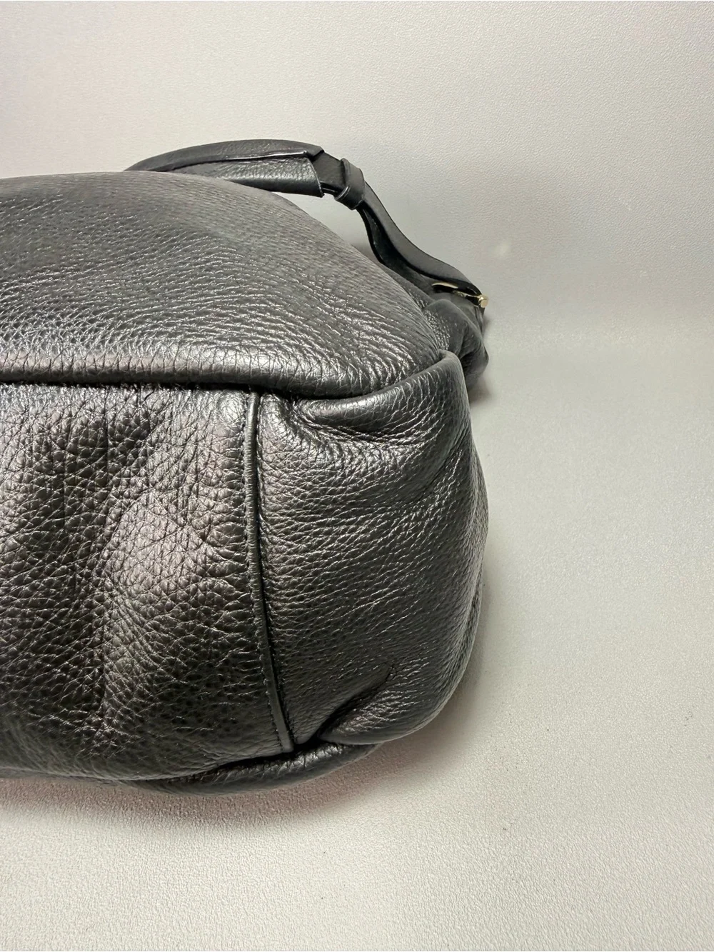 & Other Stories Black Pebbled Leather Slouchy Hobo Shoulder Bag